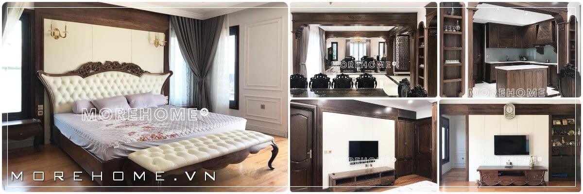  Thi công nội thất biệt thự gỗ óc chó